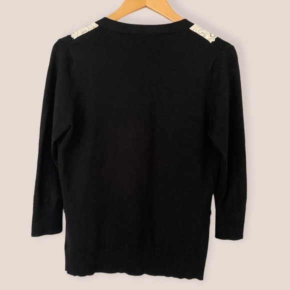 August Silk Black White Lace Cardigan - Picture 5 of 6